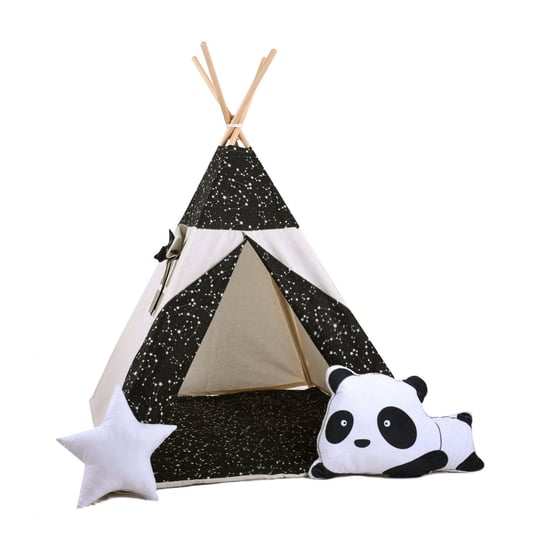 Namiot tipi dla dzieci, bawełna, okienko, panda, nocne niebo Sówka Design