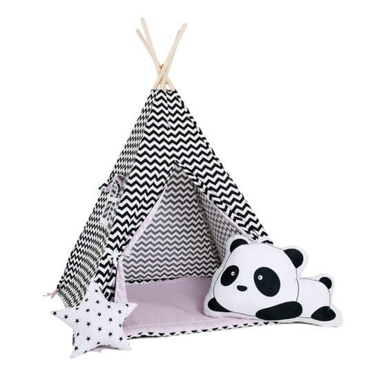 Namiot tipi dla dzieci, bawełna, okienko, panda, pudrowy design Sówka Design