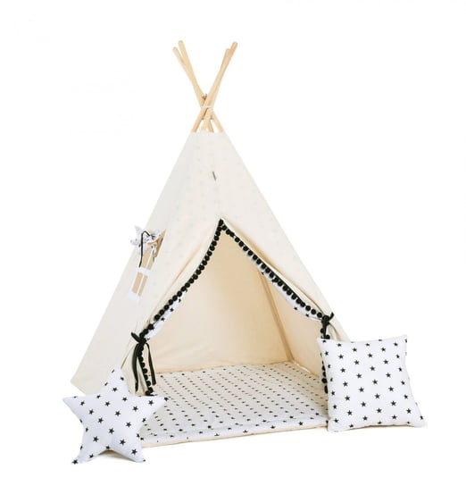 Namiot tipi dla dzieci, bawełna, okienko, poduszka, kremowa iskierka Sówka Design