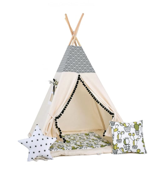 Namiot tipi dla dzieci, bawełna, okienko, poduszka, meksykańska zabawa Sówka Design