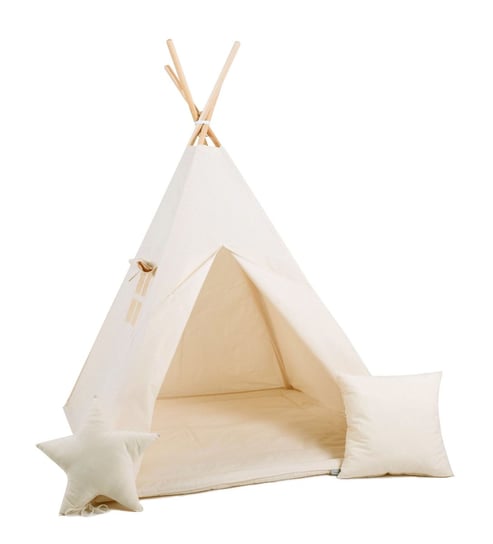 Namiot tipi dla dzieci, bawełna, okienko, poduszka, mleczna kraina Sówka Design
