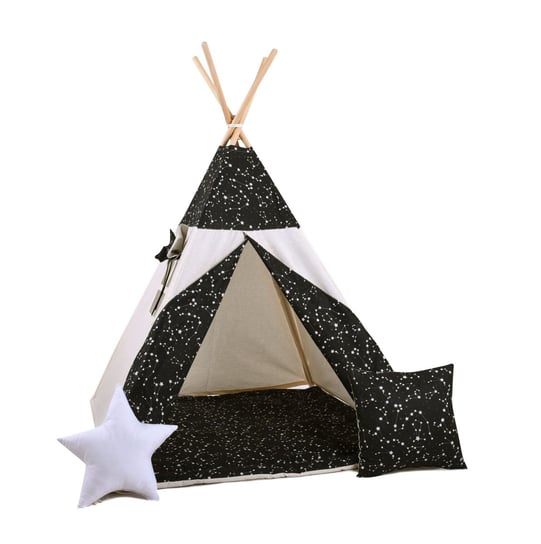 Namiot tipi dla dzieci, bawełna, okienko, poduszka, nocne niebo Sówka Design