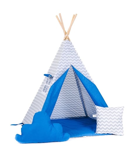 Namiot tipi dla dzieci, bawełna, okienko, poduszka, policyjny zygzak Sówka Design
