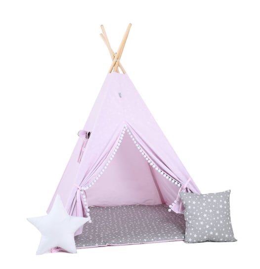 Namiot tipi dla dzieci, bawełna, okienko, poduszka, purpurowe szarości Sówka Design