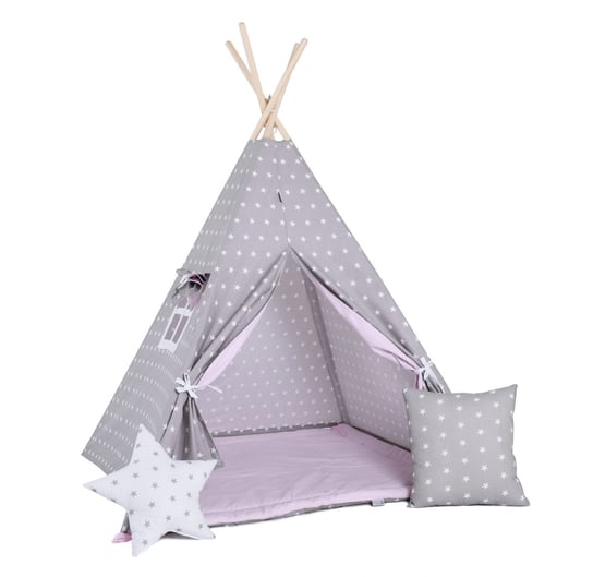 Namiot tipi dla dzieci, bawełna, okienko, poduszka, różowy pyłek Sówka Design