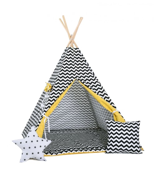 Namiot tipi dla dzieci, bawełna, okienko, poduszka, słoneczny zygzak Sówka Design