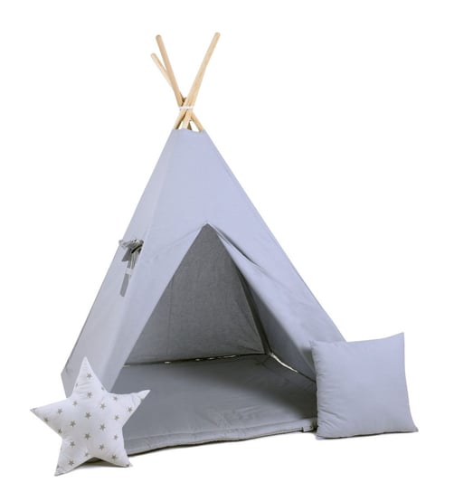 Namiot tipi dla dzieci, bawełna, okienko, poduszka, szara myszka Sówka Design