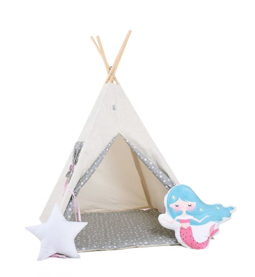 Namiot tipi dla dzieci, bawełna, okienko, syrena, waniliowa kraina Sówka Design