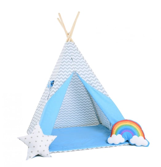 Namiot tipi dla dzieci, bawełna, okienko, tęcza, niebiański zygzak Sówka Design