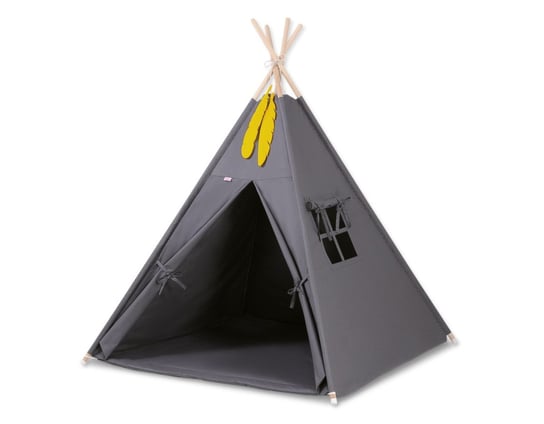Namiot TIPI dla dzieci +mata + zawieszki pióra - antracyt Bobono