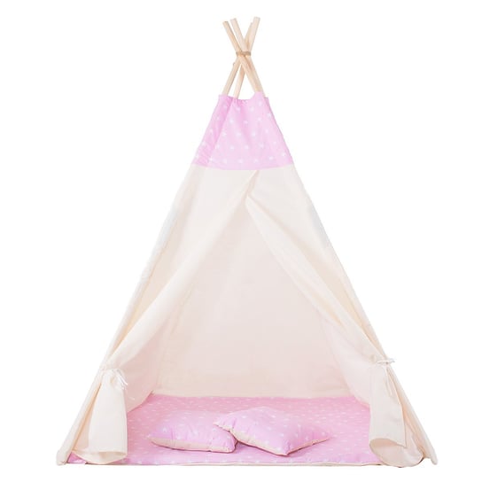 Namiot Tipi dla dzieci wigwam różowy w gwiazdki XXL Springos
