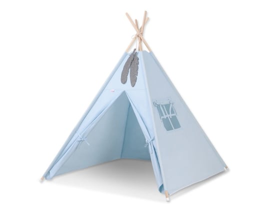 Namiot Tipi dla dzieci + zawieszki pióra - niebieski Bobono