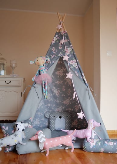 Namiot Tipi dla dzieci zestaw KWIAT JABŁONI (szary) home&baby