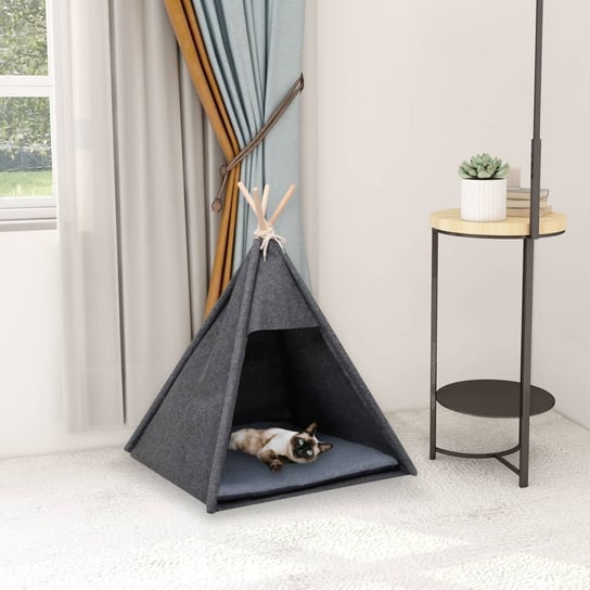 Namiot tipi dla kota, z torbą, filcowy, czarny, 60x60x70 cm vidaXL