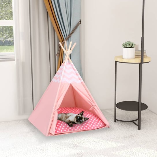 Namiot tipi dla kota, z torbą, peach skin, różowy, 60x60x70 cm vidaXL