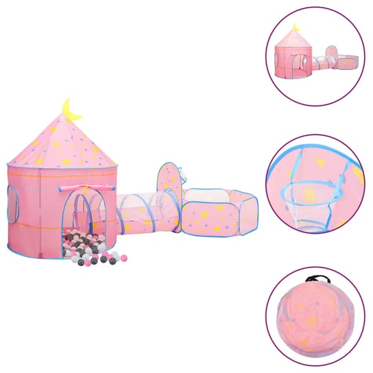 Namiot Zamek 3w1 - Różowy, 301x120x128cm Zakito
