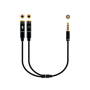 Nanocable 10.24.1202 Adapter Kabel Audio Jack 3,5 M 4 piny 2 x Jack 3,5 / H 3 piny Czarny 30 cm S Konik
