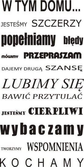 Napis na ścianę do salonu naklejka 100x50cm wybór koloru W tym domu...72 Naklejkolandia