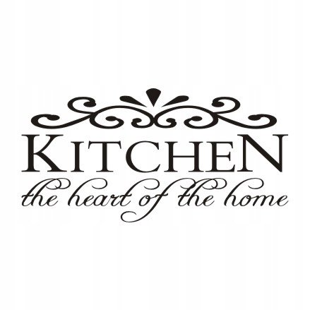 Napis na ścianę kuchnia naklejka 100x50cm wybór koloru - Kitchen The Heart.. 198 Naklejkolandia
