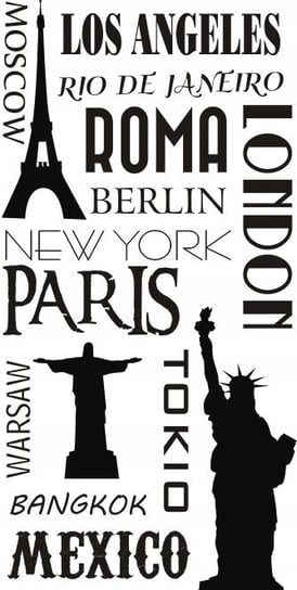 Napis na ścianę miasta New York, Paris, Paryż 111, 200x100 cm Naklejkolandia