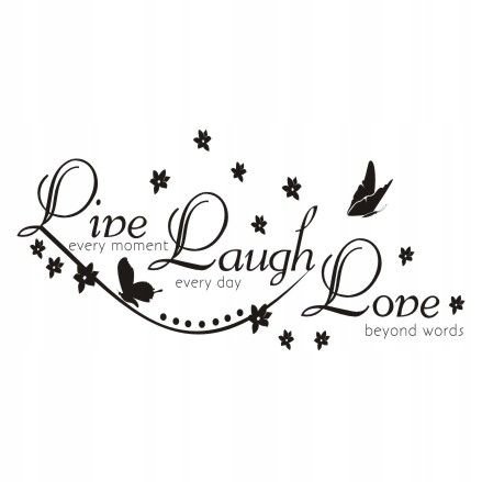 Napis na ścianę, naklejka - Live, Laugh, Love - 194, 150x75 cm Naklejkolandia