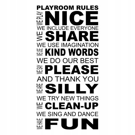 Napis na ścianę, naklejka - Playroom Rules - 184, 240x120 cm Naklejkolandia