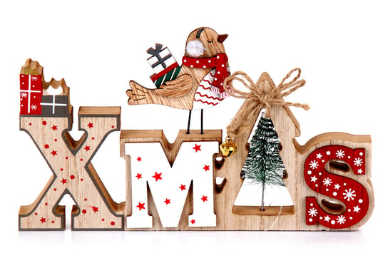 Napis Świąteczny XMAS, Merry Merry, Stojący, Drewniany Empik