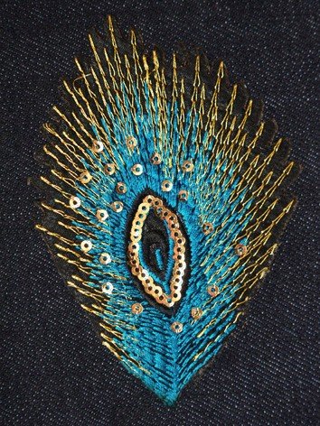 Naprasowanka haftowana, Pawie Pióro, błękitne Ki-Sign