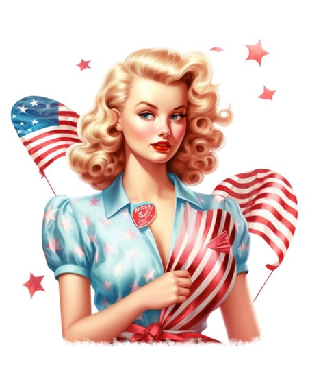 Poster Rétro 'USA Woman' - Reproduction Publicitaire Bière, Style Renaissance, Fabriqué En Tunisie