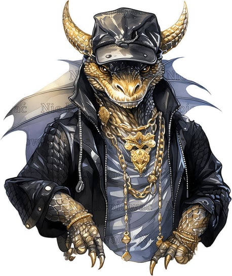 Naprasowanka Smok hip hop rock n roll dragon 11 Zebra