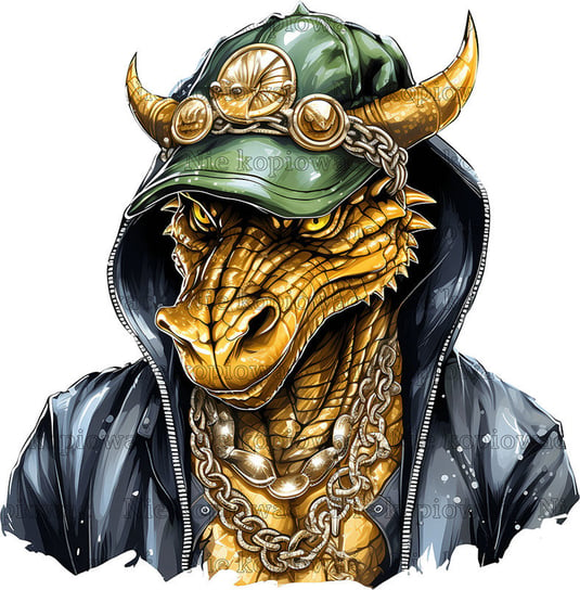 Naprasowanka Smok hip hop rock n roll dragon 8 Zebra