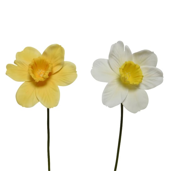 Narcyz Żonkil sztuczny kwiatek żółty biały dekoracyjny 39cm ABC