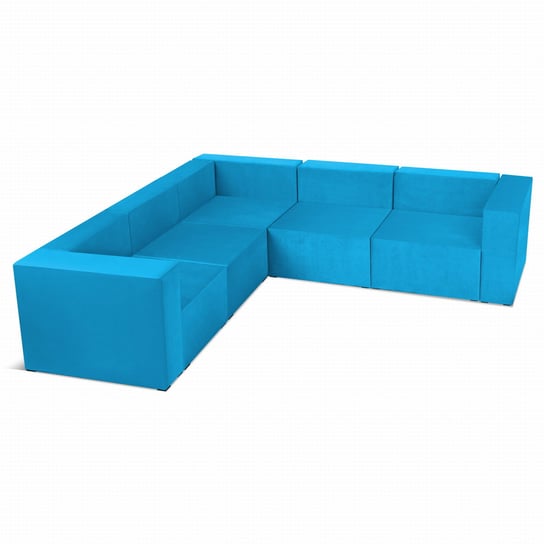 Narożnik modułowy 4-osobowy LEON w kolorze niebieskim – segment do zestawu mebli modułowych: 5 siedzisk, 6 oparć, 2 podłokietniki POSTERGALERIA