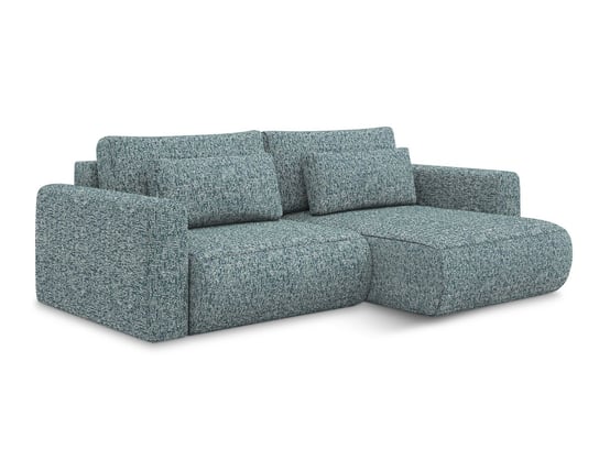 Narożnik prawostronny z funkcją spania Makamii Kapua z tkaniny plecionej 240x149 cm jeans makamii