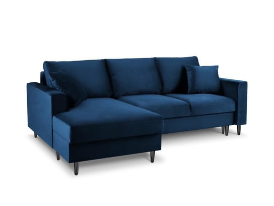 Narożnik Z Funkcją Spania Cartadera Royal Blue Velvet Lewostronna Kolor Nóg Czarny Mazzini Sofas