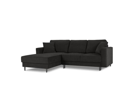 Narożnik Z Funkcją Spania Dunas Black Structured Fabric Lewostronna Kolor Nóg Czarny Micadoni Home