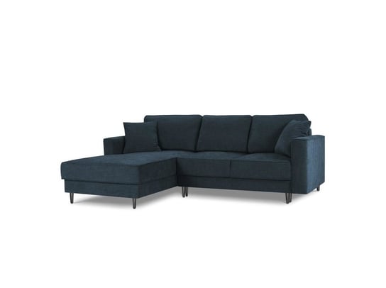 Narożnik Z Funkcją Spania Dunas Dark Blue Structured Fabric Lewostronna Kolor Nóg Czarny Micadoni Home