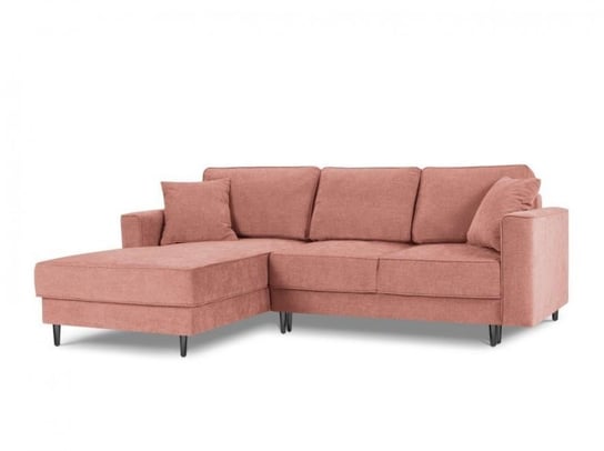 Narożnik Z Funkcją Spania Dunas Pink Structured Fabric Lewostronna Kolor Nóg Czarny Micadoni Home