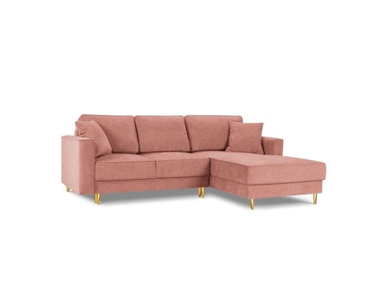 Narożnik Z Funkcją Spania Dunas Pink Structured Fabric Prawostronna Kolor Nóg Złoty Micadoni Home