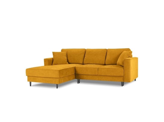 Narożnik Z Funkcją Spania Dunas Yellow Structured Fabric Lewostronna Kolor Nóg Czarny Micadoni Home