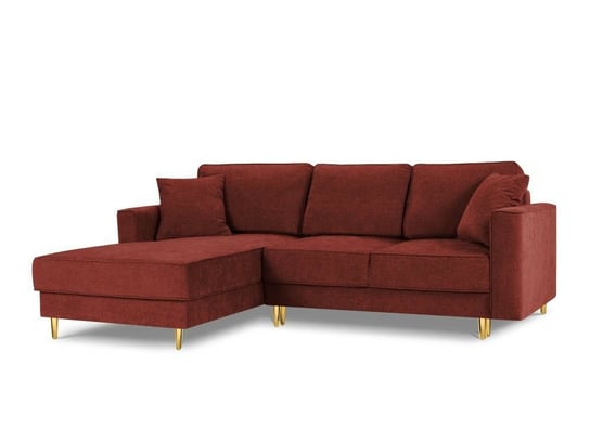 Narożnik Z Funkcją Spania Fano Red Structured Fabric Lewostronna Kolor Nóg Złoty Cosmopolitan Design