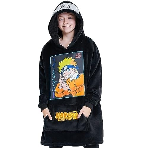 Naruto Oversized Blanket Hoodie - Wygodna Kocowa Bluza Z Kapturem Dla Dzieci I Nastolatków. Czarna Bluza Koc Z Nadrukiem Anime. Idealny Prezent Dla Fanów Naruto Inna marka