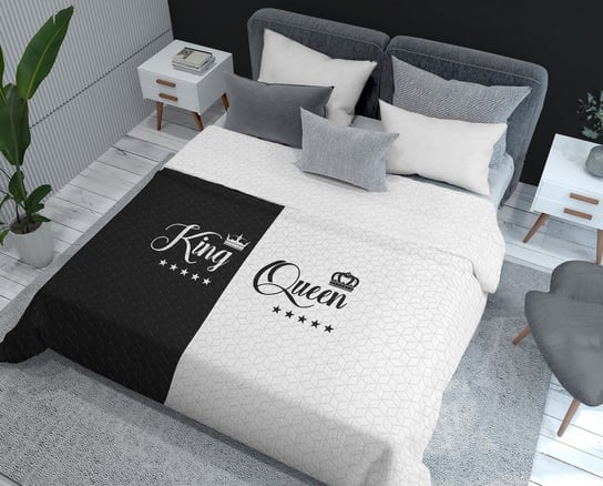 Narzuta na łóżko 220 x 240 cm Queen & King czarno biała Detexpol