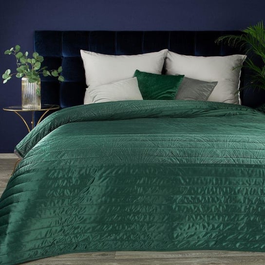Narzuta na łóżko ciemny zielony 220X240 - 220 x 240 cm Eurofirany