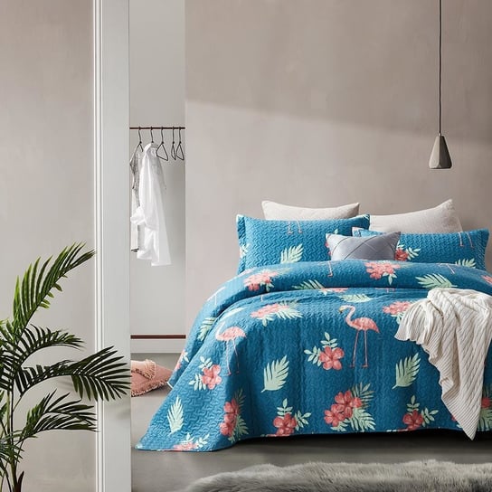 Narzuta na łóżko FLAMINGO, 260 x 250 cm, niebieska, DREAMHOUSE Royal Textil