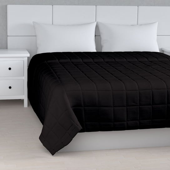 Narzuta pikowana w kratę, Black (czarny), 100x160cm, Cotton Panama Dekoria