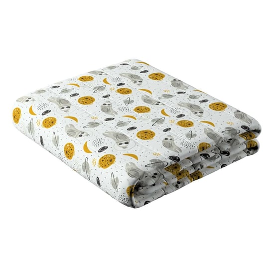 Narzuta pikowana w pasy, biało-szara, 170x210cm, Magic Collection Yellow Tipi