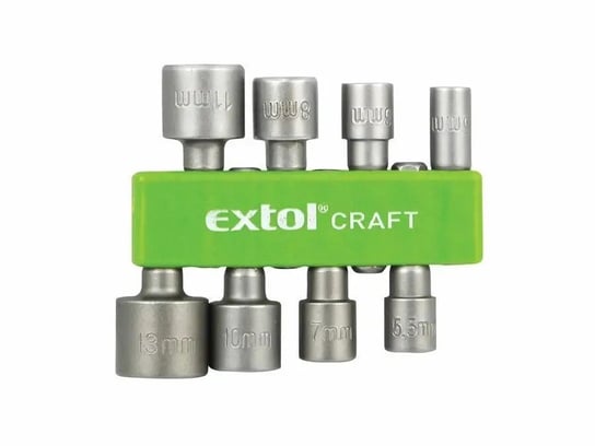 NASADKI KLUCZE NASADOWE DO WKRĘTARKI WIERTARKI 5-13mm 8szt 1/4" HEX EXTOL SPORT