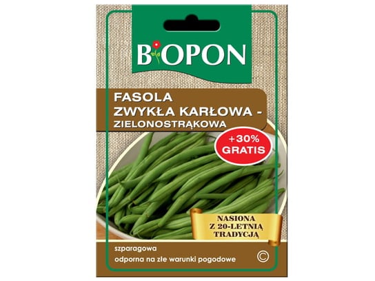 Nasiona fasola zwykła karłowa zielonostrąkowa Fasola Jagusia 25g Biopon