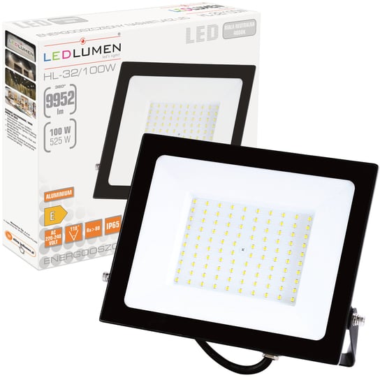 Naświetlacz LED 100W = 525W 9952lm Halogen Reflektor Zewnętrzny Slim Lampa LEDLUMEN LEDLUMEN